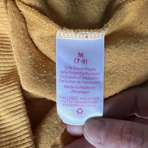 Soft Fleece Sweatshirt Juniors Medium M 7 / 9 Golden Yellow Crewneck Top Fuzzy - Picture 5 of 9